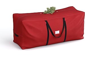 SONGMICS Christmas Tree Storage Bag, Tree Storage Container, up to 7.5 ft, Tree Holder Bag for Disassembled Holiday Tree, 600D Oxford Fabric, Long Handles, Cherry Red RXS003R03