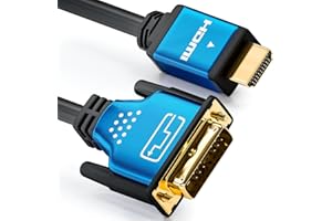deleyCON 3,0m Câble HDMI vers DVI 3D Ready 1080p Full HD DVI-D DVI-I HDMI (19 Broches) vers DVI (18+1) Câble Adaptateur
