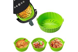 Tuofang Air Fryer Silicone Pot, Air Fryer Silicone Baking Tray, Reusable Non-Stick Air Fryer Silicone Liners, Silicone Universal Air Fryer Basket, for Baking Cooking Food (Grün, 20.5CM)