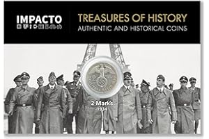 IMPACTO COLECCIONABLES - Moneta della Seconda Guerra Mondiale - 2 Marchi d'Argento coniati tra Il 1936 e Il 1939 dai Tedeschi - Include Certificato di autenticità