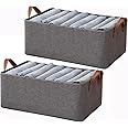 House of Quirk 1pcs Store Wardrobe Organizer For Clothes With Metal Fram Foldable Storage Box, Clothing Storage Boxes For Pants, Shirt, Sweaters, Jeans, Socks (Dark Grey)