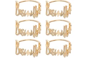 SUXGUMOE Serviettenringe - 6 Stück Bismillah Letter Metall Serviettenring Set Alphabet Serviettenschnallen Halter Tischdekoration für Hochzeit, Party, Ramadan, Bankett (6 Stück Alphabet Gold)
