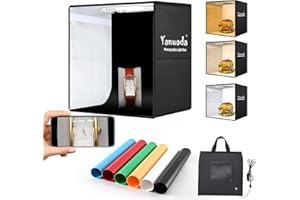 Fotozelt 30x30cm mit 120 LEDs CRI>97, Dimmbare Fotobox mit 6 PVC-Hintergründen Fotostudio Lichtzelt zum Produktfotografie für Amazon Ebay Online-Shop