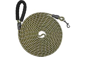 FIMIBUKE Smycz dla psów, 5 m, 10 m, 15 m, 20 m, mocna smycz z wygodnym wyściełanym uchwytem, zamykany haczyk, smycz treningowa dla małych, średnich i dużych psów