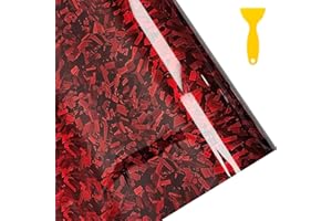 Fondlife Covering Carbone de Voiture forgée,Film Autocollant Adhésif,Carbone de Vinyle, Autocollant Imperméable pour Motos, Les Meubles Décoration (Forgé Rouge, 150 * 30CM)