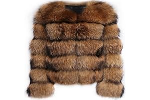 ZhuiKun Manteau en Fausse Fourrure pour Femme Pardessus Court en Fourrure Artificielle Solide Épais Chaud Parka Veste