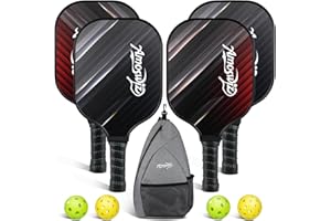 Amoswiz Pickleball-Paddel, 4er-Set, 2/4 Pickleballschläger mit 4 Pickleball-Bällen und einem Rucksack, Pickleball-Geschenke für Kinder und Erwachsene