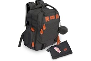 IFJA Multifunctional Diaper Bag, Large Changing Bag with Changing Pad, Pacifier Holder & Stroller Straps for Convenience, Unisex Baby Bag for Mom and Dad (Black)