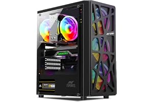 Ant Esports Elite 1100 Mid-Tower Gaming PC Cabinet | Tempered Glass Side Panel | Support ATX/M-ATX/ITX | Pre-Installed 4 x 120mm Rainbow Fans (Black)