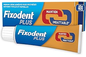 Fixodent Plus Duo Protection Crème Adhésive Premium, Pour Prothèses Dentaires, Technologie Antibactérienne, 40 g