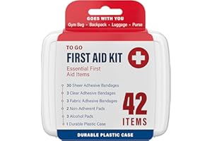 DecorRack Assorted Plasters for First Aid Box, 1 Pack of 42 Items, Includes Waterproof and Fabric Plasters for Minor Cuts, Scrapes, Travel, Car, Home, Work, Field Trips