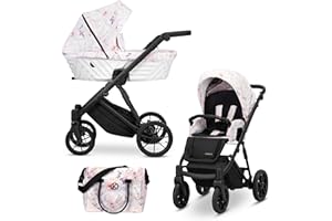 Kunert® IVENTO Ensemble complet de poussette combinée 2 en 1 I comprenant une gondole pour poussette et un siège sport pour poussette avec sac à couches/housse de pluie + chancelière