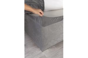 Belledorm Querbehang, 48,3 cm, Extra tief, Faltenvolant – verwandelt einen langweilig aussehenden Diwan – luxuriöses Velourslederimitat, anthrazit, Doppelbett