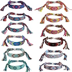 12 Bracelets D'amitié Tissés à La Main - Arc-en-ciel, Pour Homme, Femme, Enfant