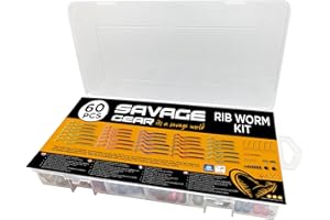 Savage Gear Rib Worm Kit - Gusanos acanalados realistas para Bass, Perca y Zander - Ideal para Carolina y Texas Rigging - Incluye pesos, anzuelos y cuentas para la pesca de agua dulce y salada Variado