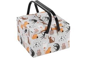 Hobby Gift Grande boîte de rangement pour travaux de couture, double couvercle, 25 x 25 x 17 cm, chats