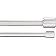 Amazon Basics 2.54 CM Double Curtain Rod With Cap Finials - 91.44 CM to 1.83 M, Nickel