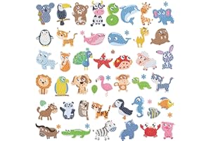 MLLTECH 47 Pezzi Pittura Diamante Adesivo 5D per Bambini | Diamond Painting Adesivo Animali Elfi Diamond Painting Kit Completo, Diamond Painting Kit per Bambini 5D Artigianato per Bambini Principianti Adulti