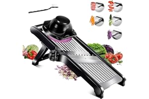 VIBELL Mandoline Cuisine Professionnelle, Coupe Legumes Multifonctions en Inox avec Epaisseur de Tranche Réglable, Mandoline de Cuisine Japonaise pour Julienne avec Protège Main