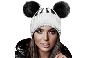 4sold Miki Hat Mujer Sombrero Gorrita Tejida Hecha Punto de Las Lanas del Invierno del Sombrero De Las Muchachas con el Doble Pom Pom Cap Ski Snowboard Bobble