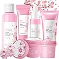 Sakura Gift Set Skin Care for Teenage Girls,Cherry Blossoms Skin Care Gift Set-Face Cleanser&Mud Mask&Face Toner &Face Serum &Eye Cream & Face Cream,Pamper Sets for Women Gifts-For Mun,Valentine's Day