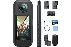 AKASO 360° Action Cam Creator-Set 5.7K con Scheda 64GB, Foto 72MP, Doppio Sensore 1/2" 48MP, Horizon Lock, Touchscreen 2.29", AI Tracking, Effetto Selfie Stick Invisibile, Stabilizzazione SuperSmooth