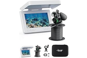 FourQ Underwater Fishing Camera, Ice Fishing Underwater Camera with 4.3 Inch HD Display, 65ft Cable, 12pcs IR Lights, 5000mAh Battery, Portable Box, 12-Month Warranty