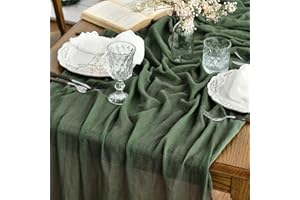 Artoid Mode Boho Käsetuch Gaze Wald Grün Hochzeit Tischläufer 80x300 cm, Waschbar Tisch Dekoration Party Geburtstag Valentinstag Babyparty Dekor