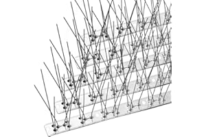 OFFO Pinchos para Pájaros con Base de Acero Inoxidable, Kit de Vallas de Pinchos para Repeler Pájaros, para disuadir a Pájaros Pequeños, Cuervos y Pájaros Carpinteros. Cubre 11.7m