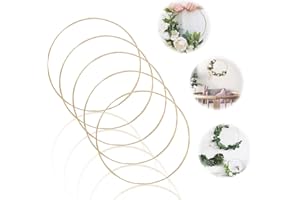 VOKMON 5PCs Metal Ring, Gold Metal Rings for Craft, Dream Catcher Hoops, Floral Wreath Hoops Macrame Rings for DIY Making Wedding Wreath Christmas Party Wall Hanging Decoration, 10/15/20cm