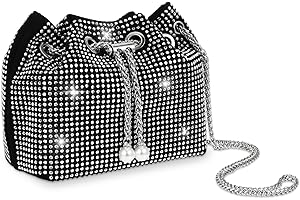 Jeffdad Borse da sera con strass, con glitter, elegante borsa a tracolla da sposa, formale, per balli, matrimoni e feste