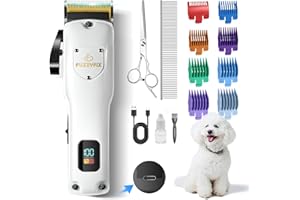 FuzzyFix Dog Clippers for Grooming for Thick Heavy Coats, Professional Pet Grooming Clippers Supplies Kit Low Noise Rechargeable Stainless Steel Hair Trimmer with Ceramic Blade for Dogs Cats Animals