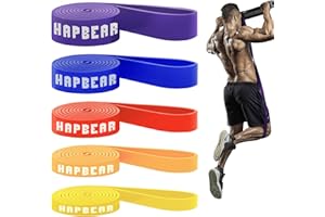 HAPBEAR Pull Up Resistance Bands for Men and Women - 5 Different Levels, Heavy Duty, Long, Pull Up Assist Bands Set for Build Fit Power & Muscle