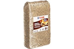 R GARDEN Granulés de Bois (pellets de Chauffage) 6 mm 100% résineux – Combustible Premium pour poêle à granulé, Inserts et chaudière à pellets – Pouvoir calorifique élevé - R'FLAM - 2,5 KG