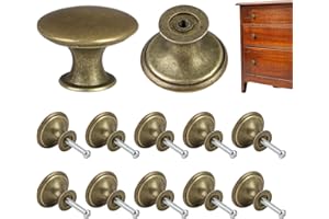 KeyQueen Lot de 12 Boutons de Porte, Vintage Laiton Boutons de Placard Antique Chic Metal pour Tiroir Poignée d'Armoire Meuble Cuisine Chambre Rétro avec Vis Assorties (30mm, Bronze Jaune)