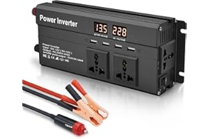 LVYUAN Power Inverter 850W / 2000W DC 12V to 240V AC Car Converter with 4 USB 3 AC Sockets Car Adapter Dual LED Display Cooling Fan, Modified Sine Wave Black