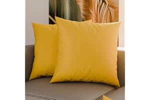 PETTI Artigiani Italiani - Coppia di Federe Cuscino 40x40 cm in Microfibra, Cuscini Arredo Camera da Letto, Divano, Set 2 Fodere Copricuscino, Federa Tinta Unita Giallo, 100% Made in Italy