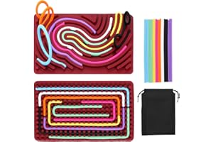 MELEAGER Sensory Activity Board, Tavola da Attività Sensoriale Doppia Faccia Rosso, 17CM*11CM, Piastre Sensoriali in Silicone con 20 Corde, Giocattolo Calmante, per ADHD Autismo Bambini, Ansia Stress