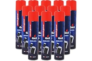 ‎LIVORIO 12 x Lighter Gas 300 ml for Lighters with 5 Adapters | Near Zero impurities | Flame Burner | Refill Gas Refill Gas | Windproof Lighters Stick Lighter