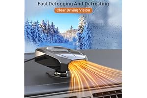 EONDEVO Calefactor para Coche 3 en 1, 12V Calefacción Rápida Descongelador del Parabrisas con Ajuste Universal de La Bola y Dos Modos para Desempañar Invierno Conducción Segura