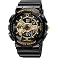 SKMEI Sport Watch with LED Screen for Men Analog-Digital Display Black-Gold Dial ABS::PU Men's PU Black Color Stylish Band, Water-Resistant & Scratch-Resistant-1688