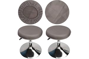 HuaLiSiJi Copri Sgabello Rotondo Fodera Sgabello Rotondo, Lavabile Facile da Pulire Traspirante e Resistente, per Sgabelli Rotondi di 30-40 cm di Diametro (2 Pezzi Grigio)