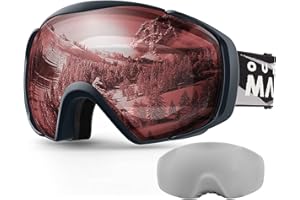 OutdoorMaster Maschera da Sci Premium Unisex con Custodia, Occhiali da Snowboard, Occhiali da Sci, Protezione UV al 100%, Occhiali da Sci Antiappannamento per Donne, Uomini, Ragazzi e Ragazze