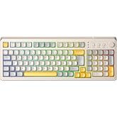 Aula S99 Retro RGB Gaming Klavye 3 Modlu Bluetooth/2.4GHz/USB-C Kablosuz Makrolu T&uuml;rk&ccedil;e Q Klavye Sarı