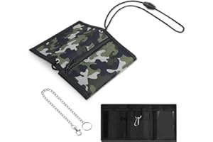 Aucuu Motiv Brustbeutel, Kinder Geldbeutel, Kinder Geldbörse mit Kette Clip, Kinder Portemonnaie mit Sichtfenster zum Umhängen, Trifold Brieftasche Kleine für Jungen Mädchen Portmonee