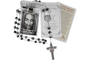 TRENDZEEN Holy Face Chaplet - with Holy Face Prayer Card | Holy Face Rosary with Crucifix Featuring Shroud Of Turin, Holy Face Of Jesus Veronica's Veil Devotion Prayer, Lord's Prayer Card | 3 Items Set