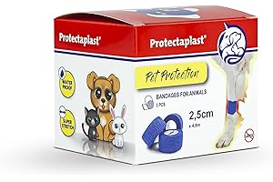 Protectaplast Benda autoadesiva 3 Pezzi per Animali Domestici (2,5 cm x 4,5 m) - Bendaggio coesivo Senza Lattice e Colla per Cani, Gatti, Cavalli - per ferite e articolazioni di Cani e Gatti