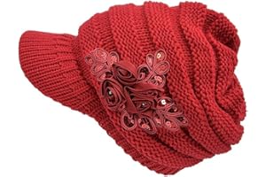 HugeStore Women Ladies Winter Crochet Peaked Beanie Cap Hat Knitted Skull Cap Red