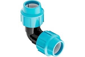 HYDROBIL Raccordo Idraulico MDPE per Tubi d'Acqua, Gomito 20mm x 20mm, per Tubi in Plastica MDPE, 16 Bar, Temperatura Massima 45°C, Raccordi a Compressione