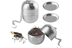 GIGTOOP 2PCS Infusores de Té Filtro Globoso de Té con Bandeja de Godeo,Colador de Té de Acero Inoxidable,se puede utilizar para tetera, taza de té, cocina
